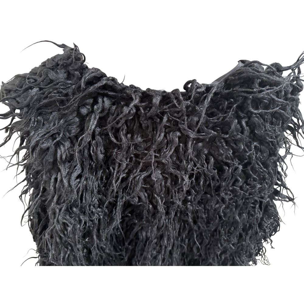 Wet Seal Womens Black Faux Fur Shag Vest Medium Sleeveless Hook Eye Closure - Picture 11 of 13